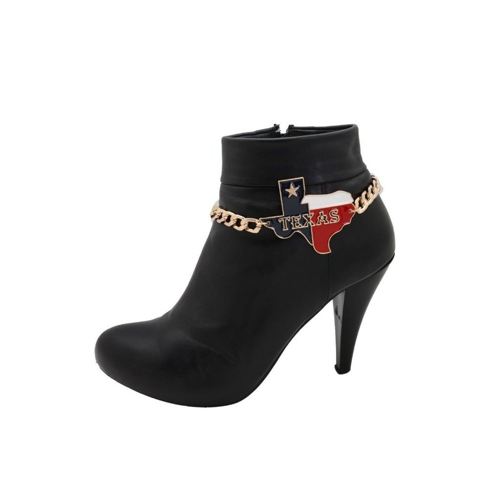 Sexy Women Gold Metal Chain Boot Bracelet Western Shoe Texas State Map Charm